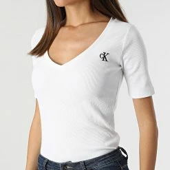Bon marché ✨ Tee 👚 Shirt Femme 9929 Blanc de Calvin Klein 🥰 -France Calvin Klein Soldes 2024 calvin klein 316195 J20J219929 YAF 20220512T160044 03