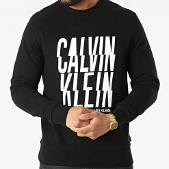 De gros 🔥 Sweat Crewneck Thunder Sweat Logo 8451 Noir de Calvin Klein 😍 -France Calvin Klein Soldes 2024 calvin klein 316510 K10K108451 BEH 20220427T161127 03