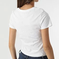 Nouveau 🎁 Lot De 2 Tee 👚 Shirts Slim Femme 9734 Blanc Beige de Calvin Klein 🔥 -France Calvin Klein Soldes 2024 calvin klein 316809 J20J219734 ACF 20220512T160421 04