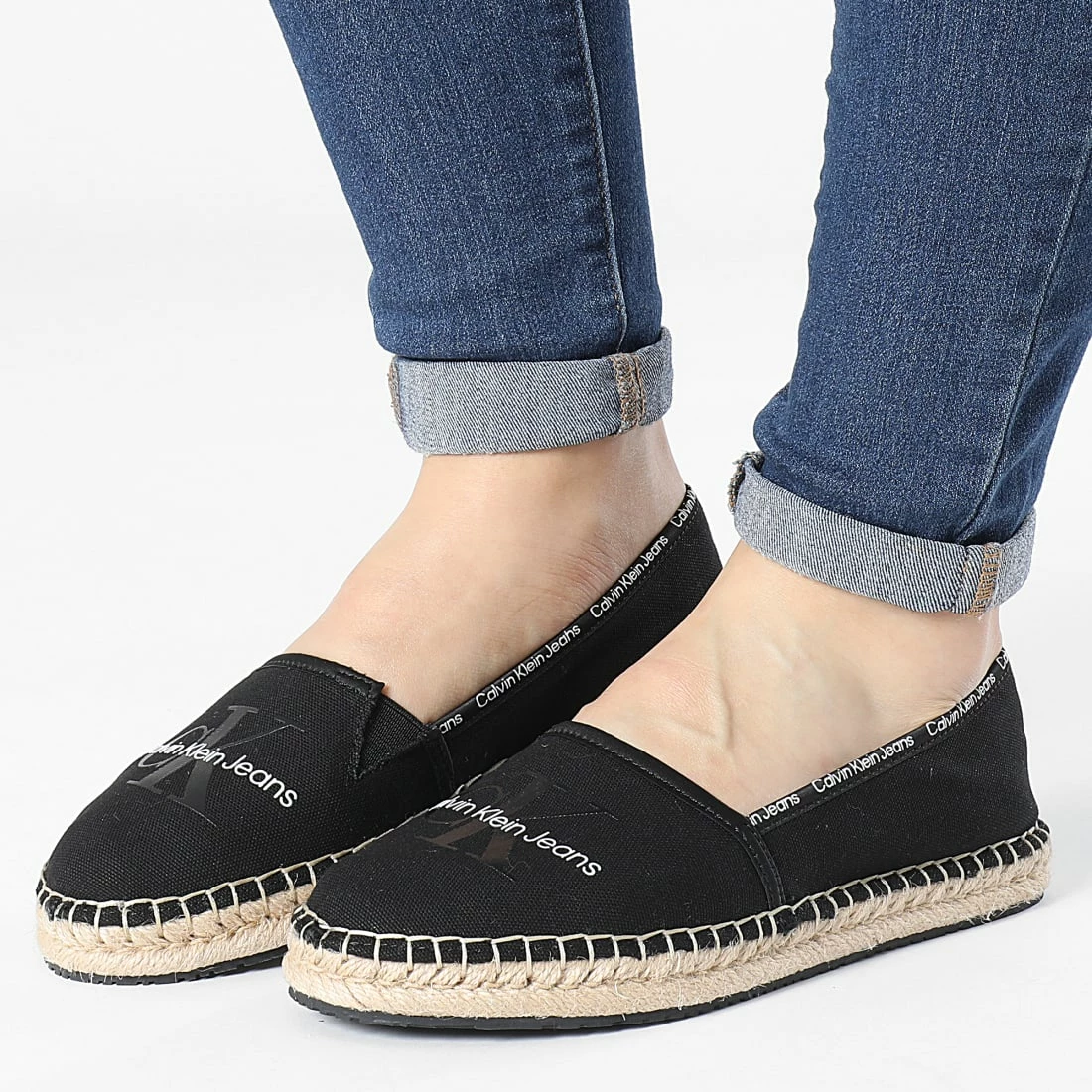 Nouveau 🎉 Espadrilles Femme Monogram 0660 Black de Calvin Klein 😀 1 Nouveau 🎉 Espadrilles Femme Monogram 0660 Black de Calvin Klein 😀