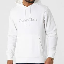 Nouveau 🎉 Sweat Capuche Réfléchissant GMS2W304 Blanc de Calvin Klein ⭐