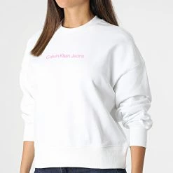 Bon marché 🌟 Sweat Crewneck Femme 8985 Blanc de Calvin Klein 🔔 -France Calvin Klein Soldes 2024 calvin klein 319391 J20J218985 YAF 20220518T151210 03