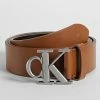 Bon marché 🥰 Ceinture Round Mono Plaque 9532 Marron de Calvin Klein 💯