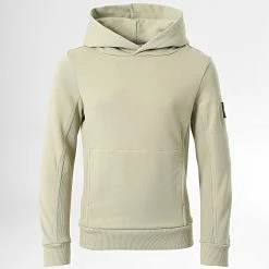 Meilleure affaire 🛒 Sweat Capuche Enfant Badge Rib 1114 Vert Kaki de Calvin Klein 🥰