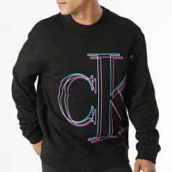 Vente flash 👍 Sweat Crewneck Illuminated 0840 Noir de Calvin Klein ❤️ -France Calvin Klein Soldes 2024 calvin klein 320099 J30J320840 BEH 20220524T141038 03