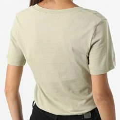 Meilleure vente 😉 Tee 👚 Shirt Femme Col V Monogram Logo Slim 9138 Vert Kaki de Calvin Klein 🔥 -France Calvin Klein Soldes 2024 calvin klein 320528 J20J219138 RB8 20220601T161447 04