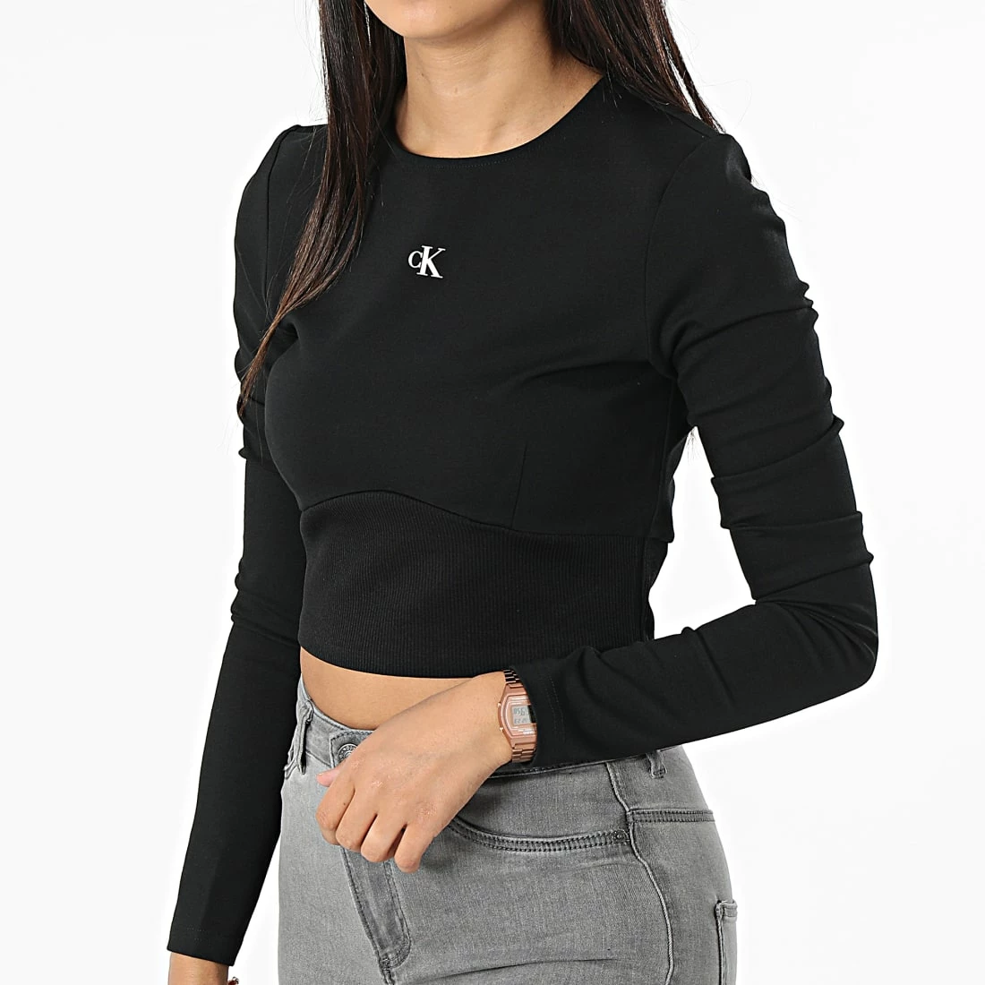 Coupon 😉 Tee 👕 Shirt Manches Longues Femme Crop 9917 Noir de Calvin Klein 🤩 1 Coupon 😉 Tee 👕 Shirt Manches Longues Femme Crop 9917 Noir de Calvin Klein 🤩