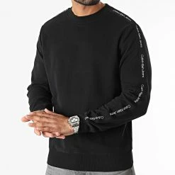 Vente flash 😀 Sweat Crewneck A Bandes Contrast Tape 0037 Noir de Calvin Klein 😉 -France Calvin Klein Soldes 2024 calvin klein 321132 J30J320037 0GO 20220525T134213 01