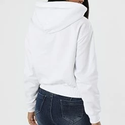 De gros 🔥 Sweat Capuche Zippé Femme A Bandes 8981 Blanc de Calvin Klein 🌟 -France Calvin Klein Soldes 2024 calvin klein 321161 J20J218981 YAF 20220530T161932 04