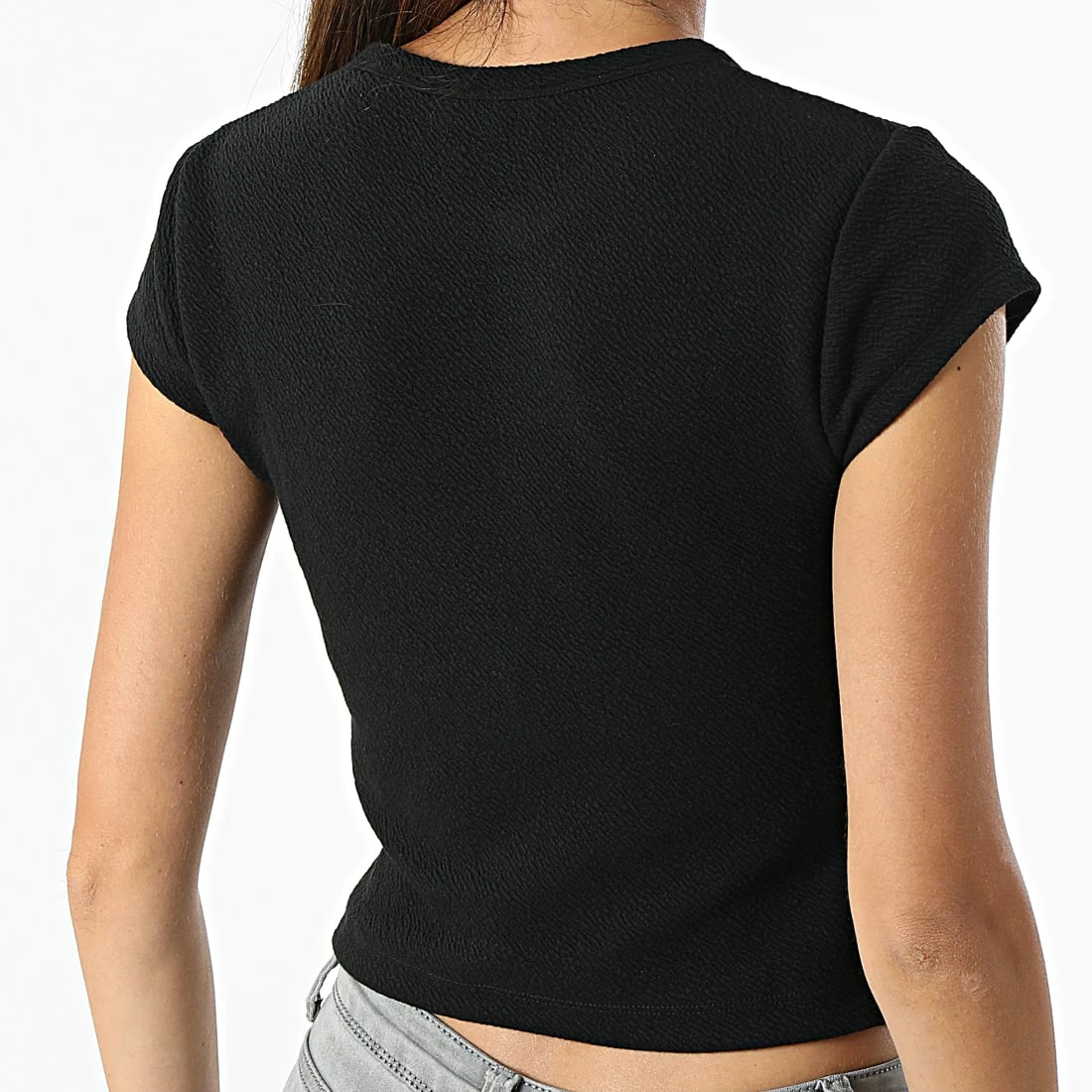 Budget 🥰 Tee 👕 Shirt Femme Crop Slub RIB Fitted 9126 Noir de Calvin Klein 🌟 4 Budget 🥰 Tee 👕 Shirt Femme Crop Slub RIB Fitted 9126 Noir de Calvin Klein 🌟 – Image 4