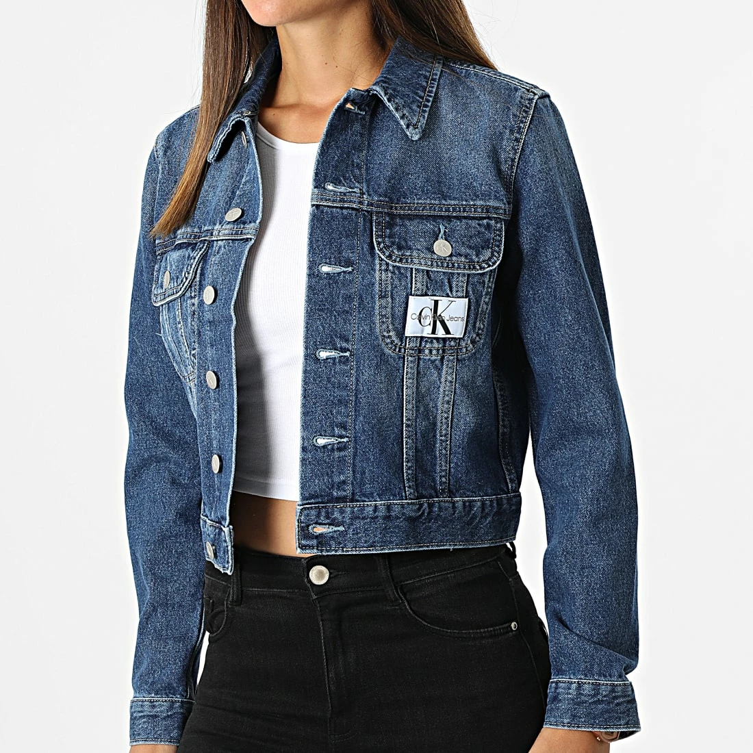 Budget 🥰 Veste Jean Femme Crop 9209 Bleu Denim de Calvin Klein 🔥 3 Budget 🥰 Veste Jean Femme Crop 9209 Bleu Denim de Calvin Klein 🔥 – Image 3