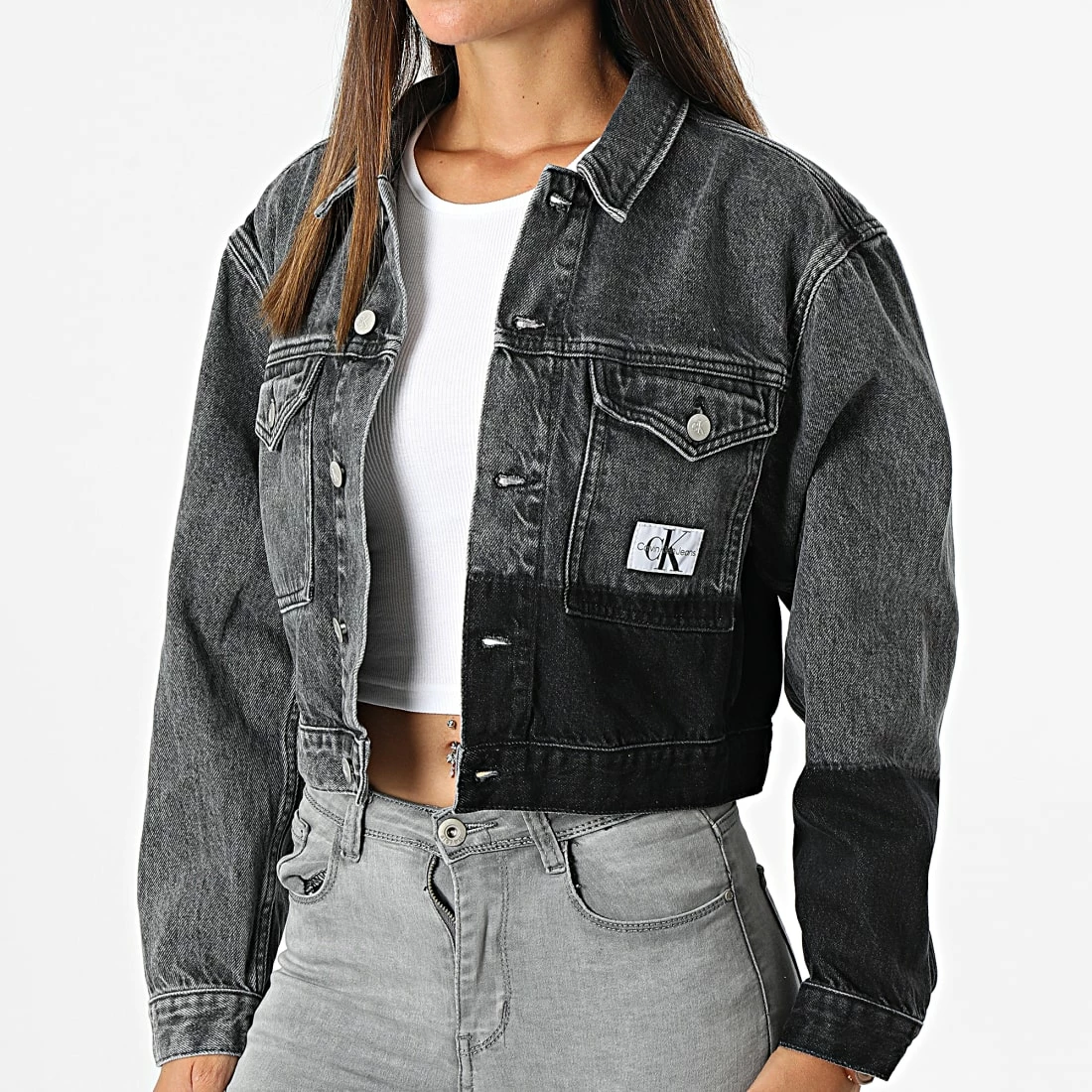 Offres ✔️ Veste Jean Femme Crop 9211 Gris de Calvin Klein 😀 1 Offres ✔️ Veste Jean Femme Crop 9211 Gris de Calvin Klein 😀