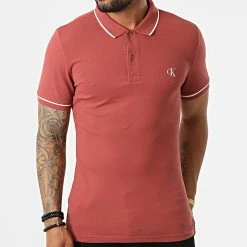 Top 10 ✨ Polo Manches Courtes Tipping Slim 5603 Brique de Calvin Klein 🔔 -France Calvin Klein Soldes 2024 calvin klein 321908 J30J315603 XLN 20220617T154414 03