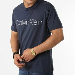 Tout neuf 🔥 Tee 👕 Shirt Front Logo 4063 Bleu Marine de Calvin Klein ⌛ -France Calvin Klein Soldes 2024 calvin klein 322201 K10K104063 407 20220614T150251 03