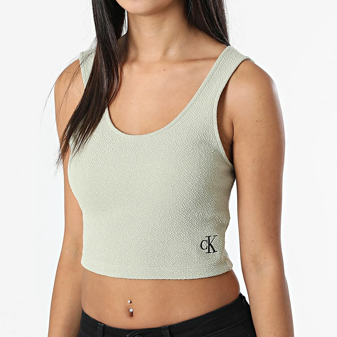 Coupon 😀 Débardeur Femme 9659 Vert Kaki de Calvin Klein 👏 3 Coupon 😀 Débardeur Femme 9659 Vert Kaki de Calvin Klein 👏 – Image 3