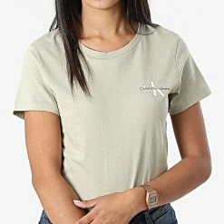 Meilleur prix 👍 Lot De 2 Tee 👕 Shirts Femme 9734 Noir Vert Kaki de Calvin Klein 🥰 -France Calvin Klein Soldes 2024 calvin klein 322563 J20J219734 RB8 20220708T100537 03
