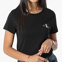 Meilleur prix 👍 Lot De 2 Tee 👕 Shirts Femme 9734 Noir Vert Kaki de Calvin Klein 🥰 -France Calvin Klein Soldes 2024 calvin klein 322563 J20J219734 RB8 20220708T100538 04