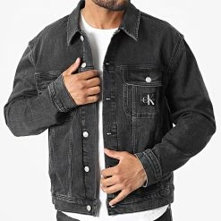Meilleure vente 🧨 Veste Jean Regular 90S 1003 Noir de Calvin Klein 👏