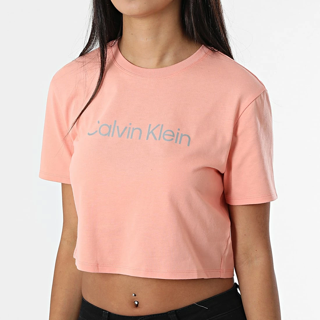 De gros 😉 Tee 👚 Shirt Femme Crop K187 Corail de Calvin Klein 👍 3 De gros 😉 Tee 👚 Shirt Femme Crop K187 Corail de Calvin Klein 👍 – Image 3