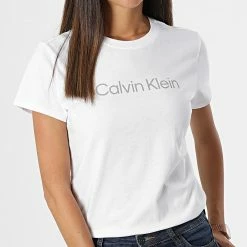 Offres 👍 Tee 👚 Shirt Femme Réfléchissant GWS2K142 Blanc de Calvin Klein ⭐