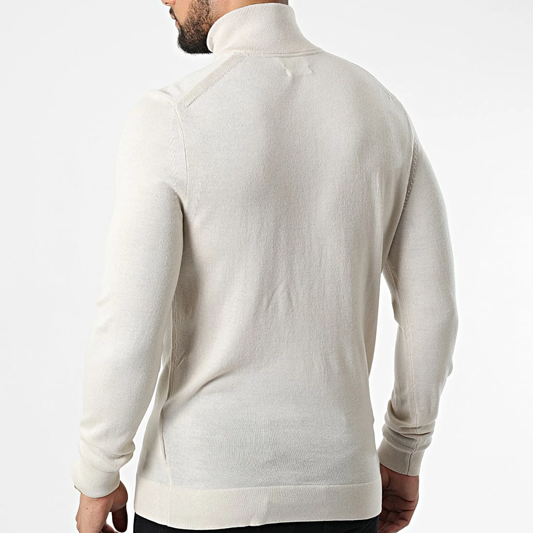 Nouveau ✔️ Sweat Col Montant Zippé Superior Wool 9915 Beige de Calvin Klein 🌟 4 Nouveau ✔️ Sweat Col Montant Zippé Superior Wool 9915 Beige de Calvin Klein 🌟 – Image 4