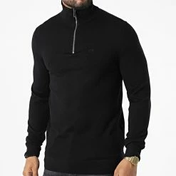 Meilleur prix ⭐ Sweat Col Montant Zippé Superior Wool 9915 Noir de Calvin Klein ✨