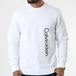 Nouveau 🔥 Sweat Crewneck Off Placement Logo 9688 Blanc de Calvin Klein 😍 -France Calvin Klein Soldes 2024 calvin klein 324990 K10K109688 YAF 20220630T150448 03