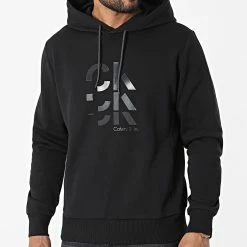 Remise 🔔 Sweat Capuche Graphic Triple Logo 9713 Noir de Calvin Klein 🥰