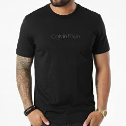 Meilleur prix 🛒 Tee 👕 Shirt Modern Front Logo 9802 Noir de Calvin Klein 🌟