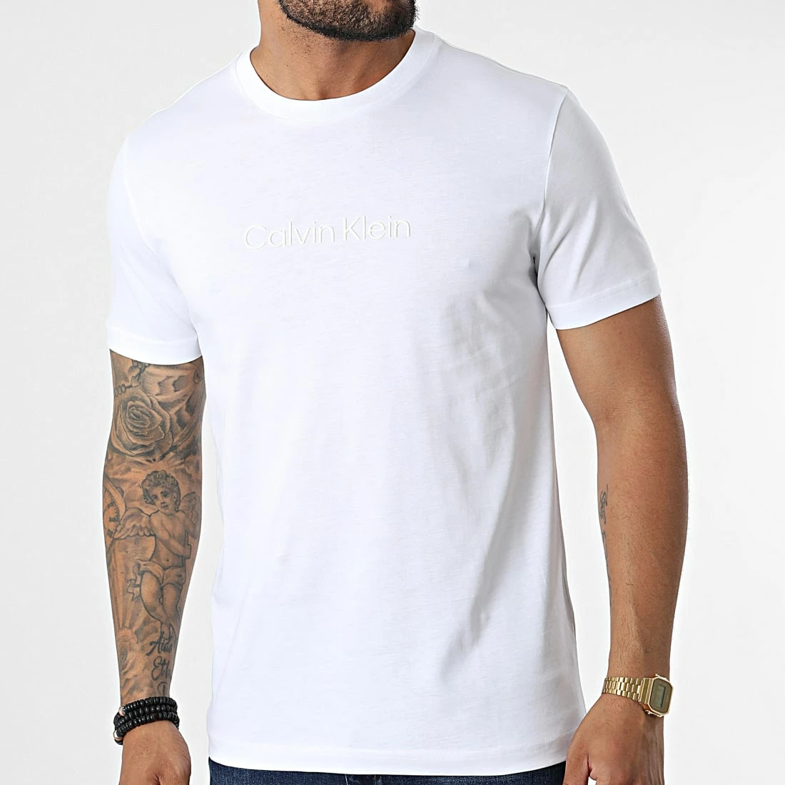 Meilleur prix 💯 Tee 👚 Shirt Modern Front Logo 9802 Blanc de Calvin Klein ❤️ 1 Meilleur prix 💯 Tee 👚 Shirt Modern Front Logo 9802 Blanc de Calvin Klein ❤️