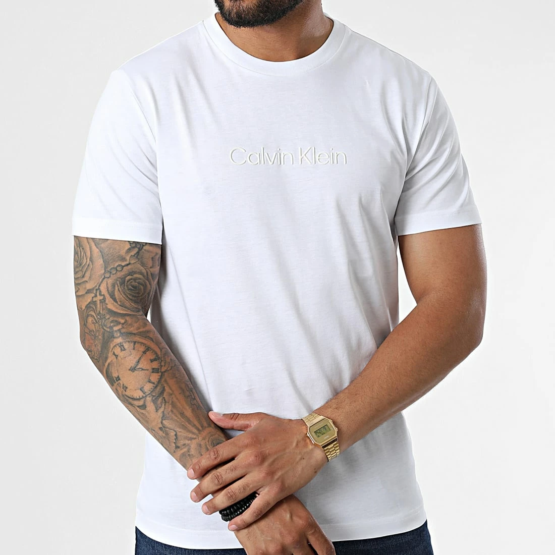 Meilleur prix 💯 Tee 👚 Shirt Modern Front Logo 9802 Blanc de Calvin Klein ❤️ 3 Meilleur prix 💯 Tee 👚 Shirt Modern Front Logo 9802 Blanc de Calvin Klein ❤️ – Image 3