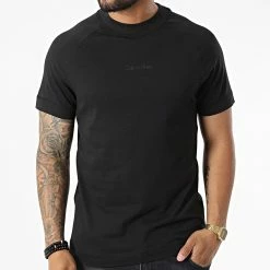 Grosses soldes 😍 Tee 👕 Shirt A Bandes Elevated Logo 9796 Noir de Calvin Klein ⭐