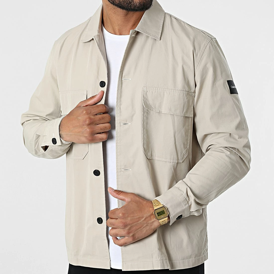 Sortie 🌟 Surchemise Cotton Nylon 9920 Beige de Calvin Klein 🛒 1 Sortie 🌟 Surchemise Cotton Nylon 9920 Beige de Calvin Klein 🛒