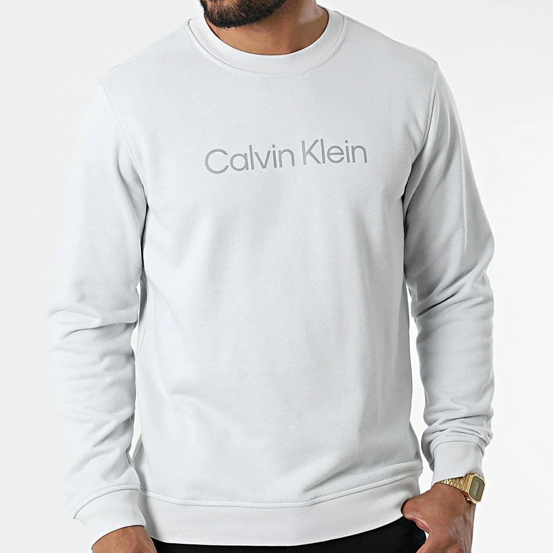 Promo 🎉 Sweat Crewneck GMS2W305 Gris Clair Réfléchissant de Calvin Klein 🔥 3 Promo 🎉 Sweat Crewneck GMS2W305 Gris Clair Réfléchissant de Calvin Klein 🔥 – Image 3