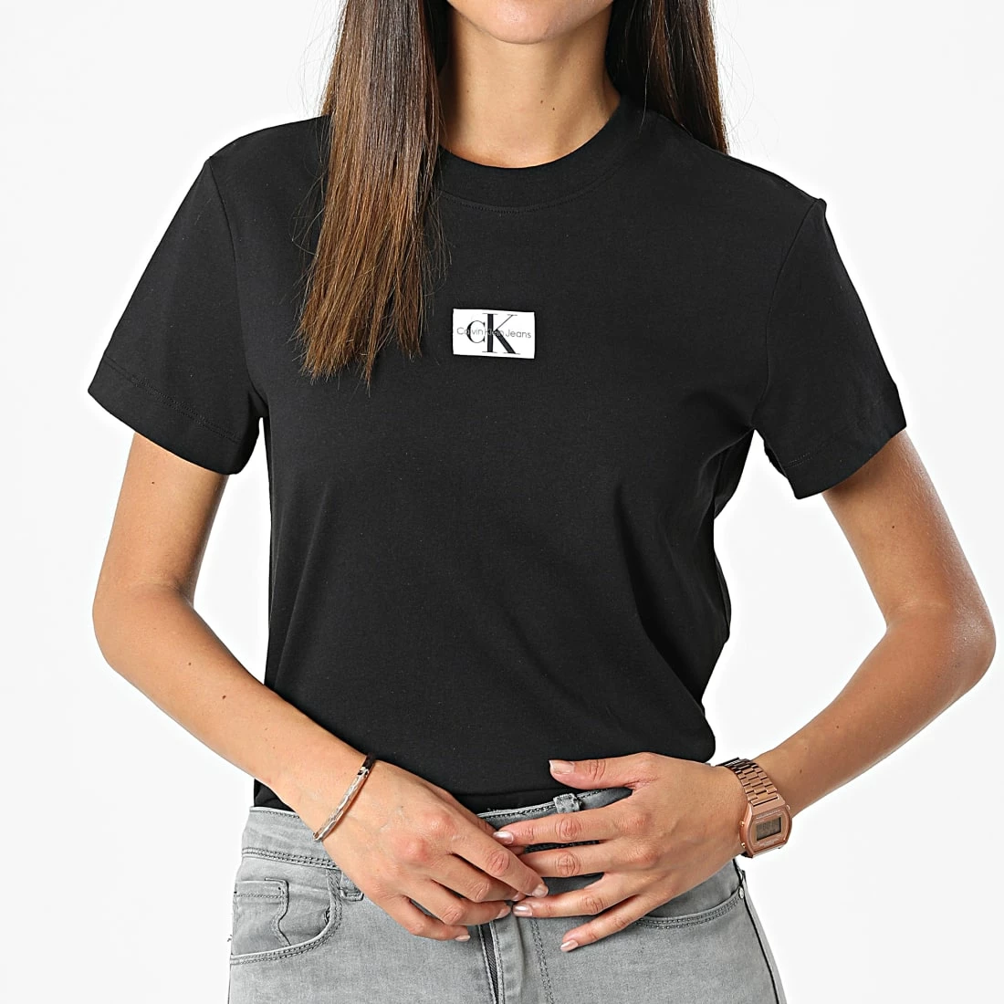 Vente flash 🌟 Tee 👕 Shirt Femme Badge Seaming 9658 Noir de Calvin Klein 💯 1 Vente flash 🌟 Tee 👕 Shirt Femme Badge Seaming 9658 Noir de Calvin Klein 💯