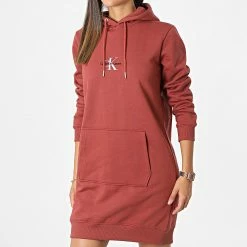 Budget 🔥 Robe Sweat Capuche Femme Monogram 9930 Brique de Calvin Klein 😀 -France Calvin Klein Soldes 2024 calvin klein 327385 J20J219930 XLN 20220719T142635 03
