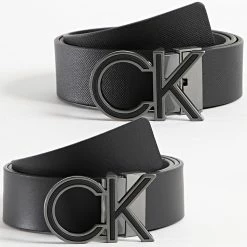 Promo ❤️ Ceinture Réversible Adjustable Metal Inlay 9750 Noir de Calvin Klein ✨