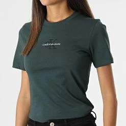De gros 🌟 Tee 👕 Shirt Slim Femme 0478 Vert de Calvin Klein 💯 -France Calvin Klein Soldes 2024 calvin klein 328296 J20J219135 L7E 20220808T161714 03