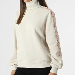 Le moins cher ⌛ Sweat Col Roulé Femme A Bandes Tape 9753 Beige de Calvin Klein 😀 -France Calvin Klein Soldes 2024 calvin klein 328298 J20J219753 ACF 20220808T161620 03