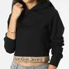 Vente flash 🎁 Sweat Capuche Femme Crop 9904 Noir de Calvin Klein 🤩