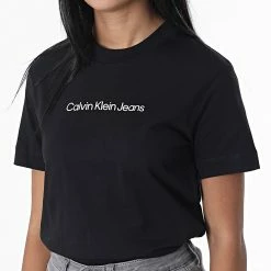 Bon marché 🤩 Tee 👕 Shirt Femme Shrunken Institutional 9918 Noir de Calvin Klein 👏 -France Calvin Klein Soldes 2024 calvin klein 328307 J20J219918 0GM 20220803T160534 03