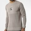 Meilleure vente 😀 Pull Monologo 0859 Taupe de Calvin Klein 🔥