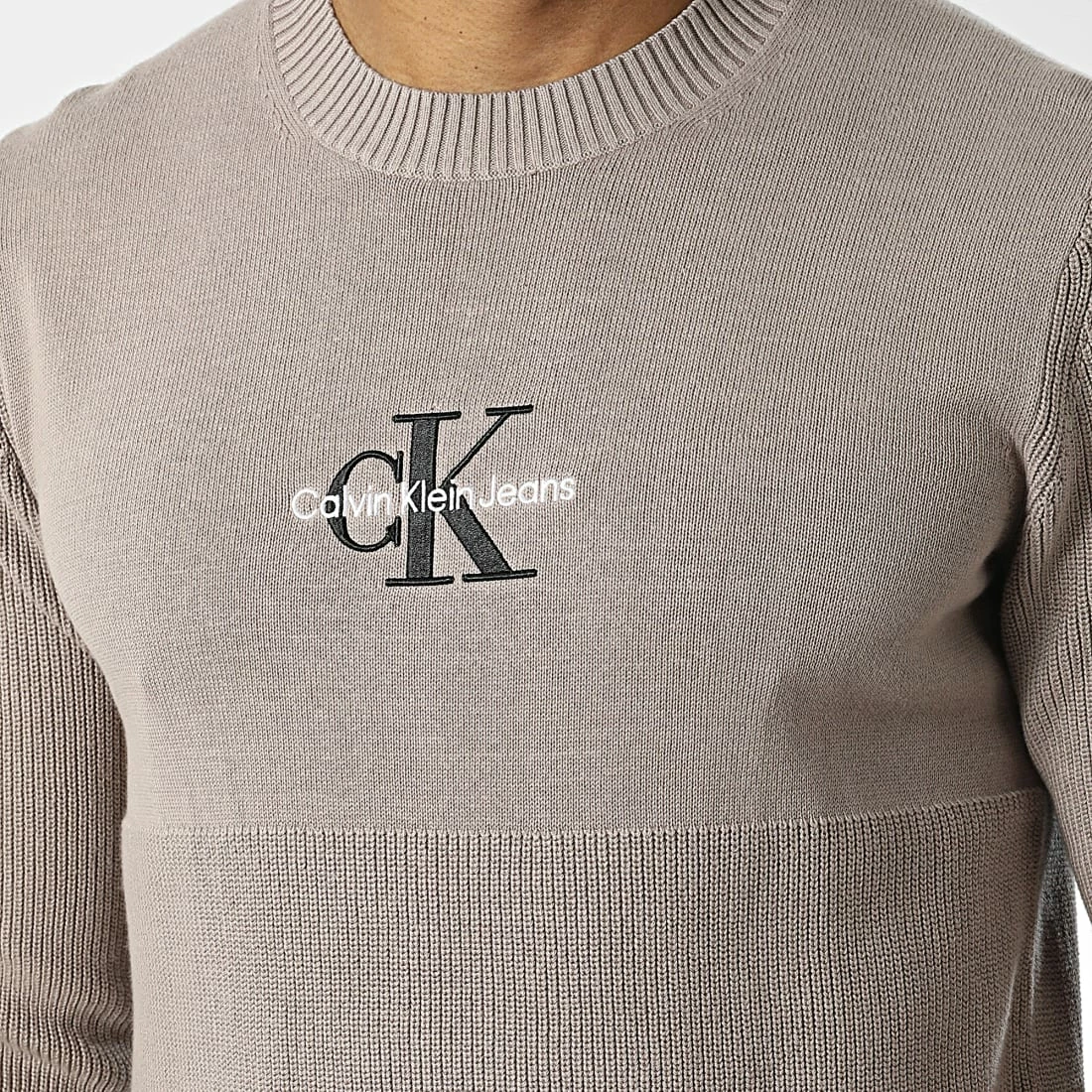 Meilleure vente 😀 Pull Monologo 0859 Taupe de Calvin Klein 🔥 2 Meilleure vente 😀 Pull Monologo 0859 Taupe de Calvin Klein 🔥 – Image 2