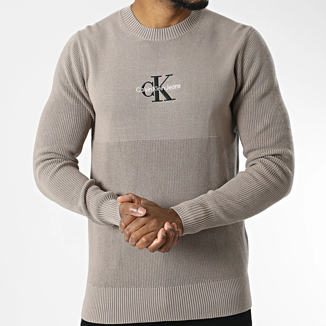 Meilleure vente 😀 Pull Monologo 0859 Taupe de Calvin Klein 🔥 3 Meilleure vente 😀 Pull Monologo 0859 Taupe de Calvin Klein 🔥 – Image 3