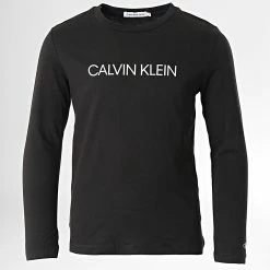 Grosses soldes ❤️ Tee 👕 Shirt Enfant Institutional 0297 Noir de Calvin Klein ⌛