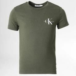 Budget 🥰 Tee 👚 Shirt Enfant Chest Monogram 1231 Vert Kaki de Calvin Klein ⌛