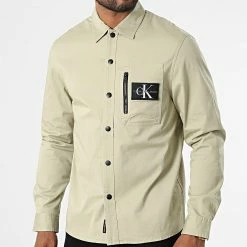 Meilleure vente 🧨 Surchemise 0916 Vert Kaki Clair de Calvin Klein 🎁