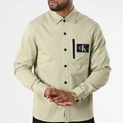 Meilleure vente 🧨 Surchemise 0916 Vert Kaki Clair de Calvin Klein 🎁 -France Calvin Klein Soldes 2024 calvin klein 328705 J30J320916 RB8 20220725T152620 03
