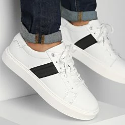 Vente flash 🥰 Baskets Low Top Lace Up Web 0621 Bright White de Calvin Klein 👏