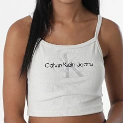 Bon marché 🥰 Débardeur Femme Monogram Towelling 8128 Beige de Calvin Klein 🎉